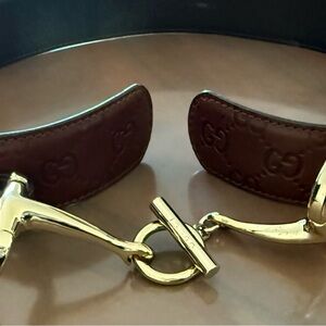 Gucci Gold and Brown Women's Belt Horsebit